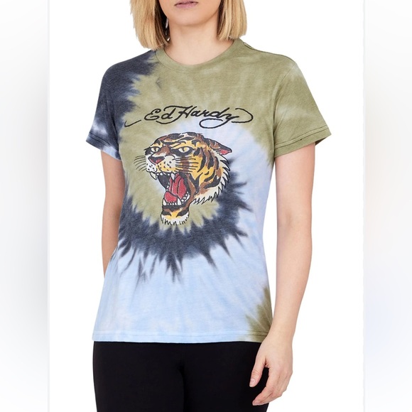 Ed Hardy Tops - ED HARDY Y2K Tiger Head Tie Dye Graphic T-Shirt